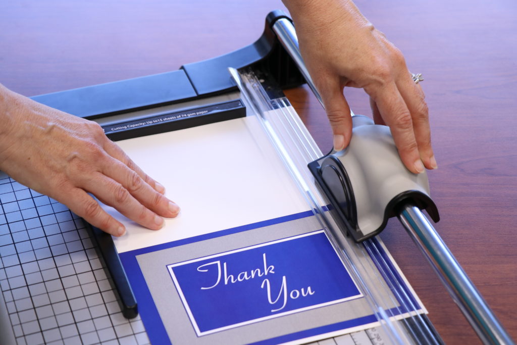 united rotary trimmer cutting thank you card